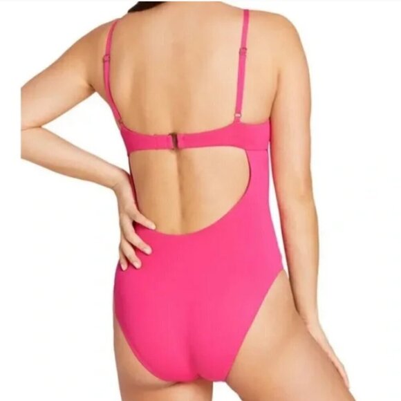 Andie One Piece Swimsuit Women's M NEHI Pink Bermuda Demi Underwire NWT 7746 - Picture 2 of 16